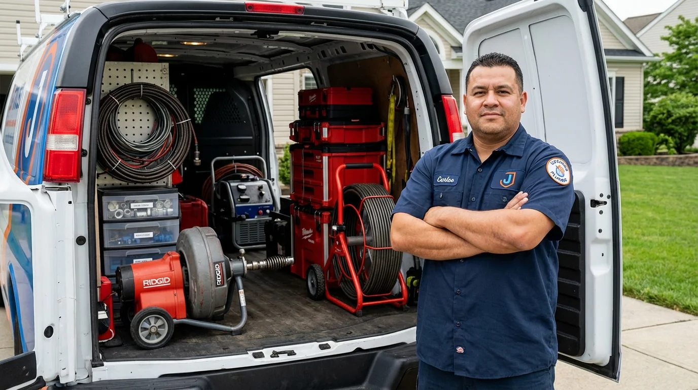 Professional drain cleaning equipment and Johns Plumbing LLC plumber in Miamisburg