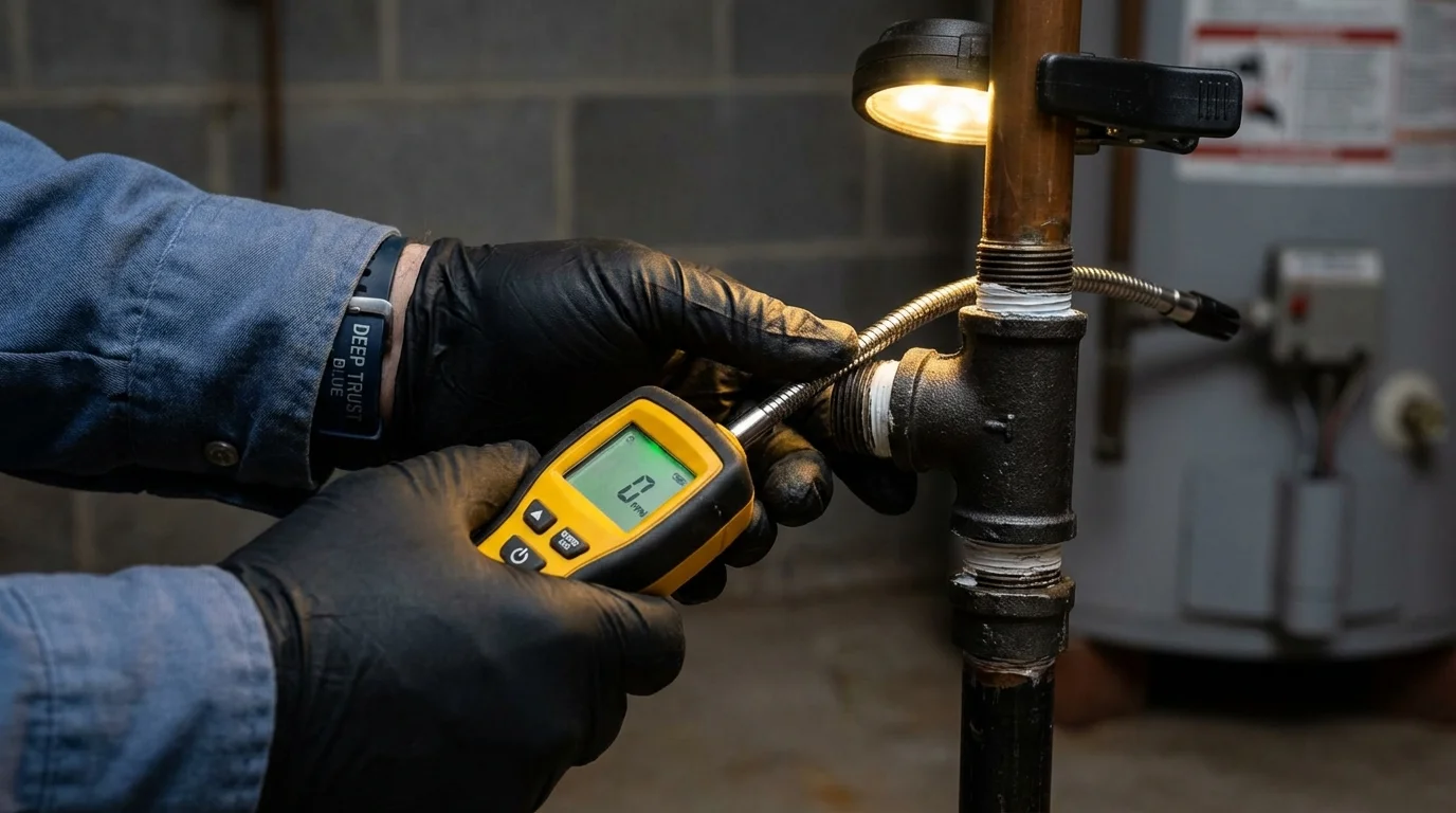 Gas leak detection with electronic sniffer by Johns Plumbing LLC in Miamisburg