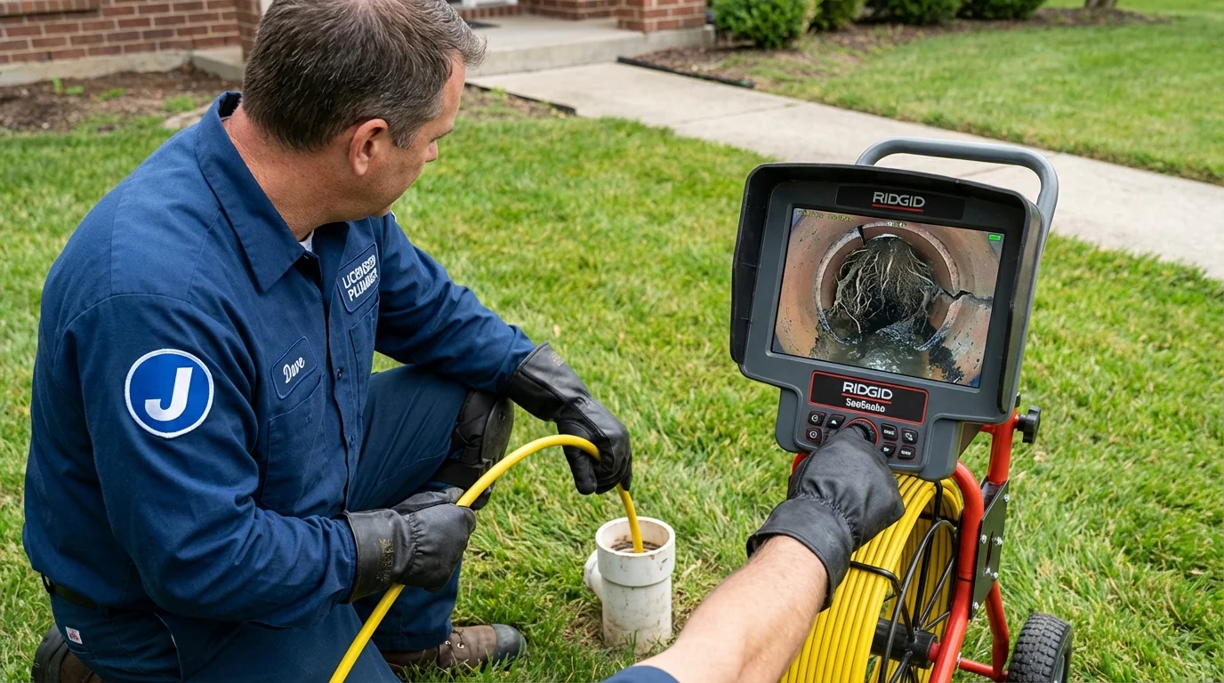 Sewer camera inspection being performed by Johns Plumbing LLC in Miamisburg