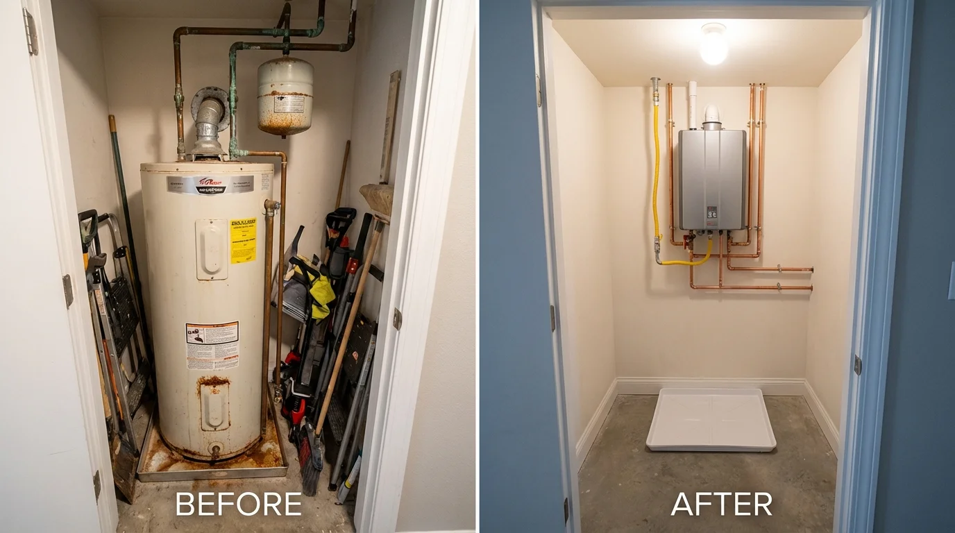Tank water heater versus wall-mounted tankless unit comparison for Miamisburg, OH homeowners