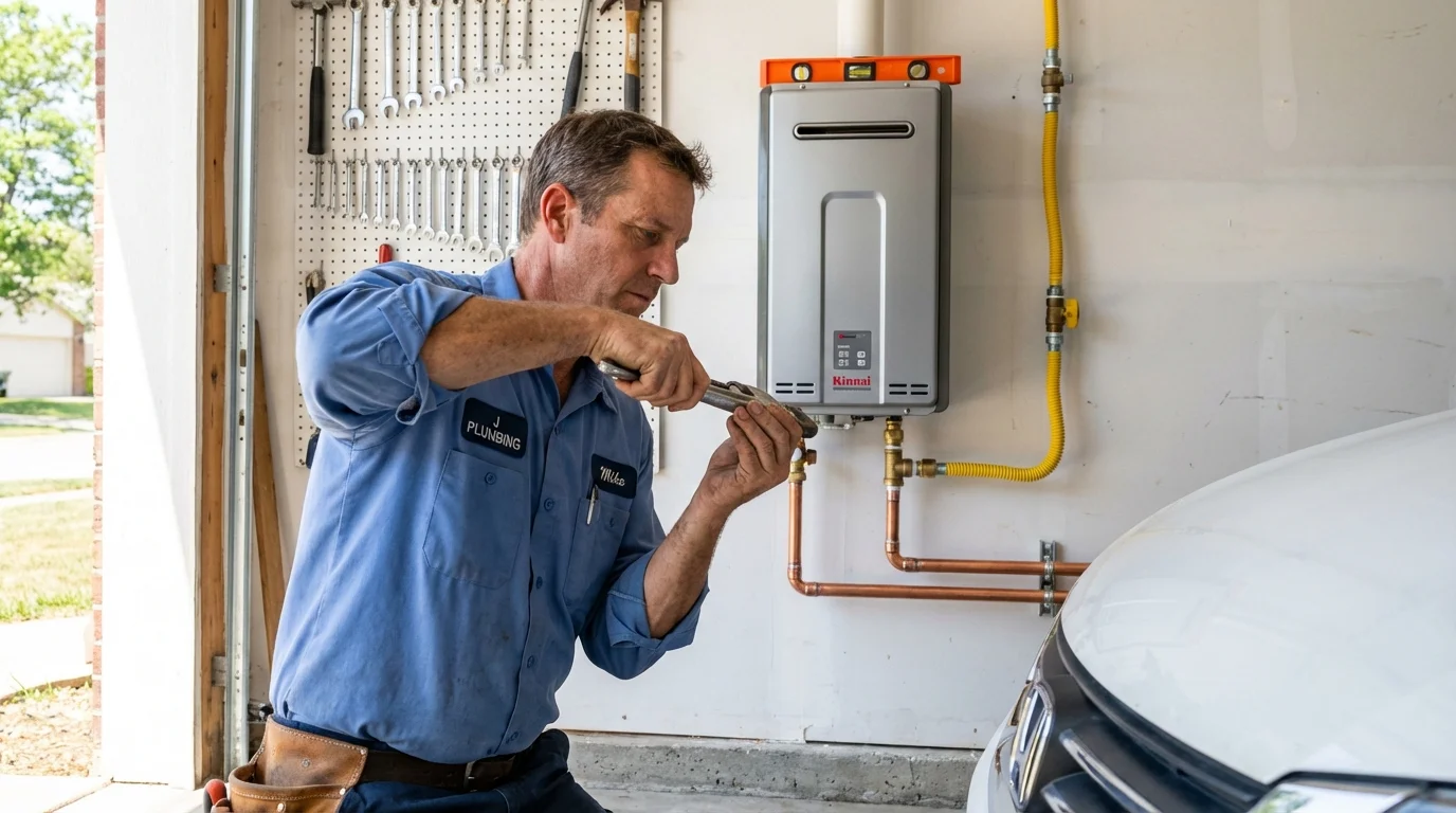 Tankless water heater installation by a Johns Plumbing LLC plumber in Miamisburg